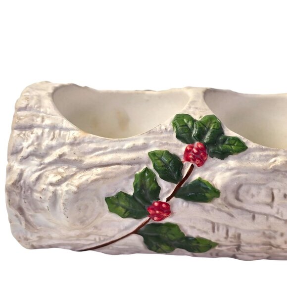 Yankee Candle Birch Log Tea Light Holder 3 Cup Holly Berry Winter Christmas Xmas - Picture 3 of 11